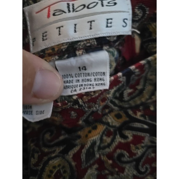 VTG Talbots Petites Brown Paisley Elastic Waist Pull On Boho Midi Skirt SZ 14 - Picture 4 of 5